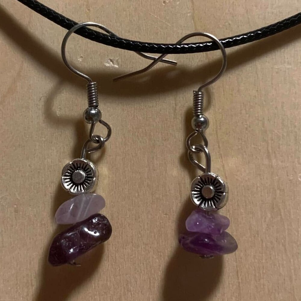 Amethyst silver flower earrings
